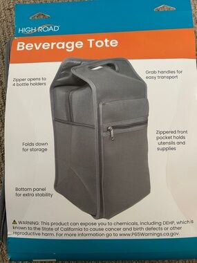 Gray Beverage Tote - Insulated 4-Bottle Duffel